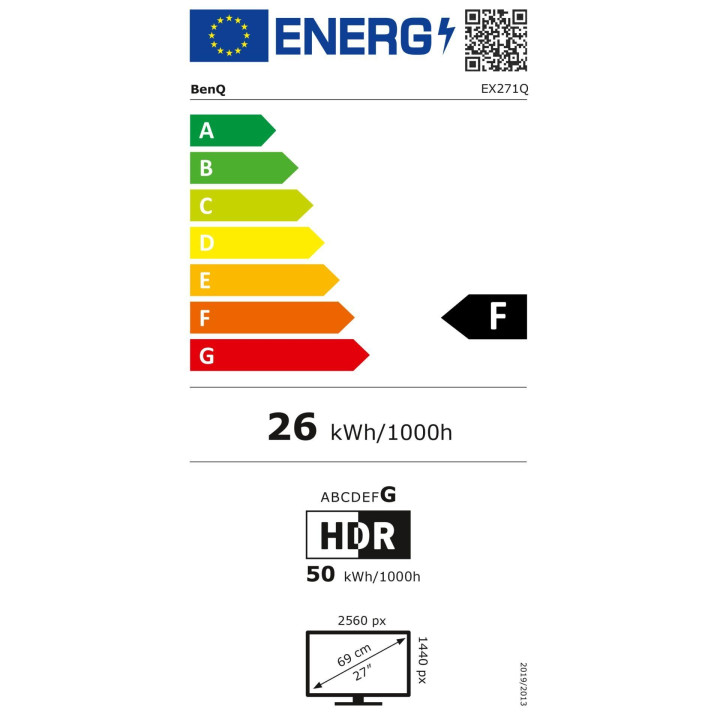BENQ EX271Q MOBIUZ ECRAN PLAT DE PC 68.6 CM (27) 2560 X 1440 PIXELS QUAD HD LED NOIR. BLANC 