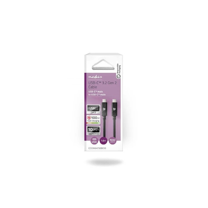 Nedis CABLE USB-C 3.2 GEN2/100W/1M/NOIR