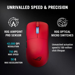 ASUS ROG HARPE II ACE RED SOURIS GAMING DROITIER RF WIRELESS + BLUETOOTH + USB TYPE-A OPTIQUE 42000 DPI 