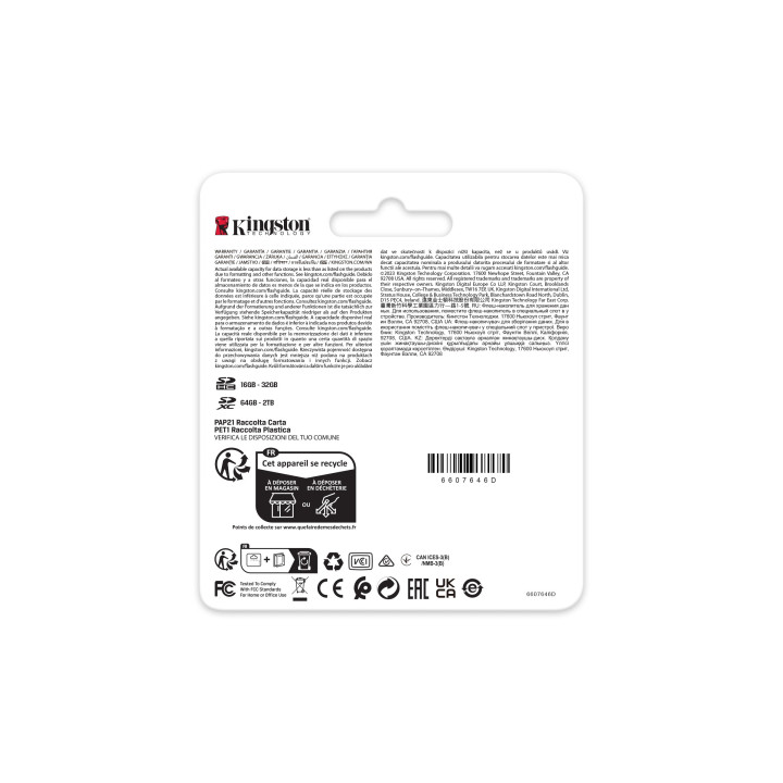 KINGSTON MICRO SDXC 128GO CLASS 10 - SDR2V6/128GB 